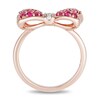 Thumbnail Image 2 of Previously Owned - Mickey Mouse & Minnie Mouse Garnet and Diamond Accent Bow Ring in 10K Rose Gold