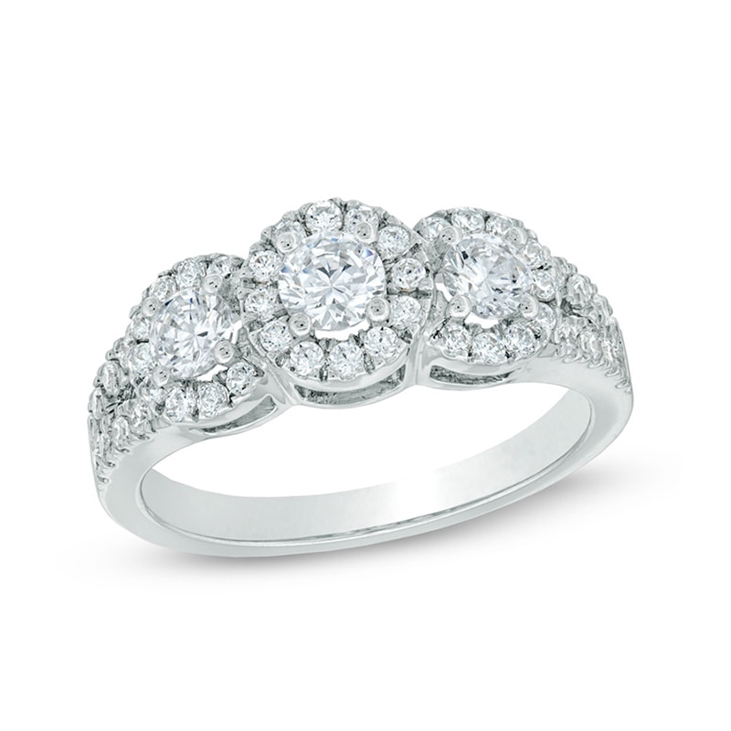 Previously Owned - 1.00 CT. T.W. Diamond Round Frame Engagement Ring in 14K White Gold (I/I1)|Peoples Jewellers