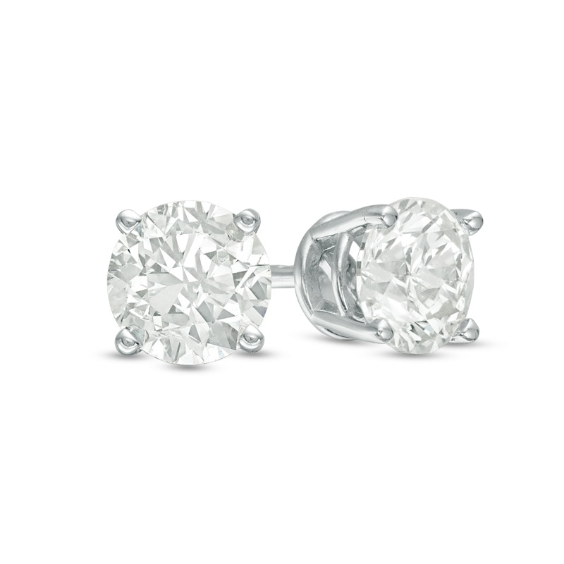 Previously Owned - 1.00 CT. T.W. Diamond Solitaire Stud Earrings in 14K White Gold (J/I2)