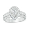 Previously Owned - Vera Wang Love Collection 0.95 CT. T.W. Pear-Shaped Diamond and Sapphire Ring in 14K White Gold