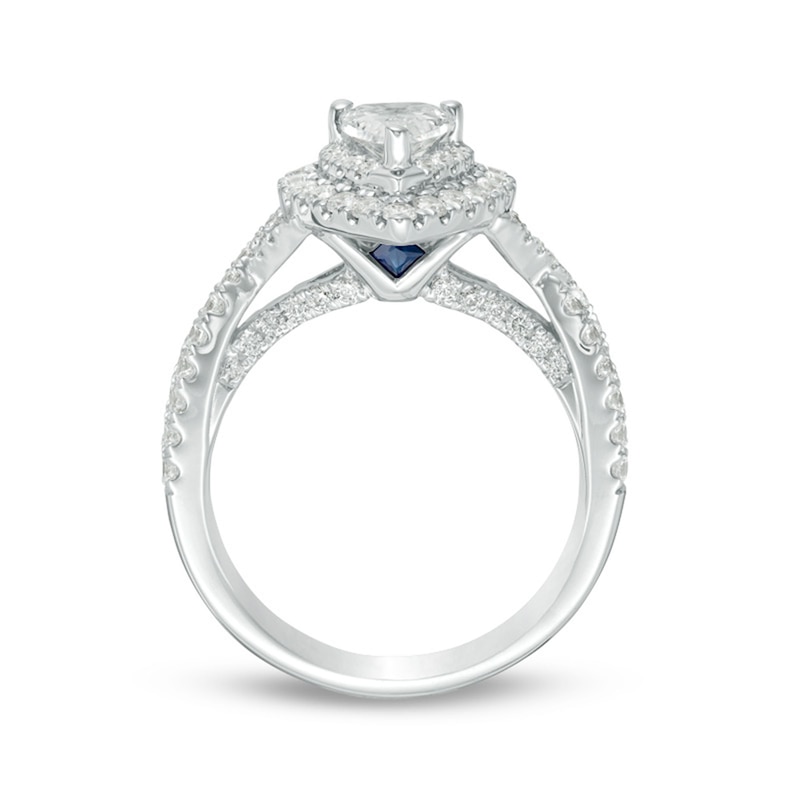 Main Image 3 of Previously Owned - Vera Wang Love Collection 1.58 CT. T.W. Pear-Shaped Diamond Double Frame Twist Engagement Ring in 14K White Gold