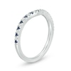 Previously Owned - Vera Wang Love Collection Blue Sapphire and 0.07 CT. T.W. Diamond Wedding Band in 14K White Gold