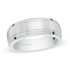 Thumbnail Image 1 of Previously Owned - Vera Wang Love Collection Men's Blue Sapphire Four Stone Wedding Band in 14K White Gold