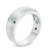Thumbnail Image 2 of Previously Owned - Vera Wang Love Collection Men's Blue Sapphire Four Stone Wedding Band in 14K White Gold
