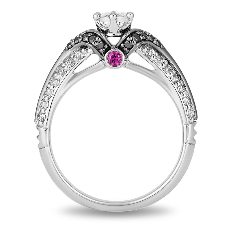 Main Image 3 of Previously Owned - Enchanted Disney Villains Evil Queen 0.95 CT. T.W. Oval Diamond Ring in 14K White Gold with Rhodium