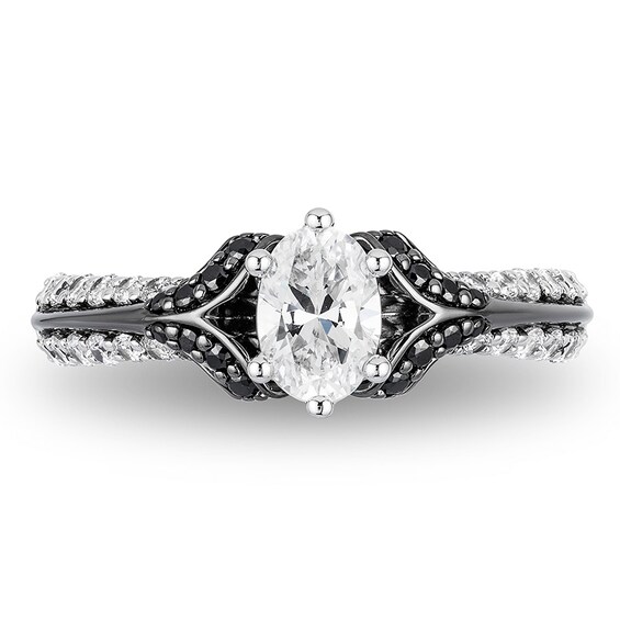 Previously Owned - Enchanted Disney Villains Evil Queen 0.95 CT. T.W. Oval Diamond Ring in 14K White Gold with Rhodium