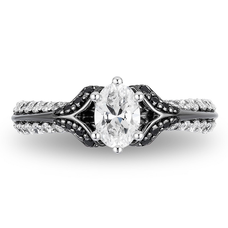 Main Image 4 of Previously Owned - Enchanted Disney Villains Evil Queen 0.95 CT. T.W. Oval Diamond Ring in 14K White Gold with Rhodium