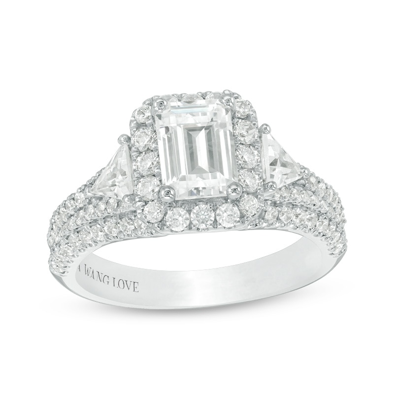 Previously Owned - Vera Wang Love Collection 2.23 CT. T.W. Emerald-Cut Diamond Engagement Ring in 14K White Gold