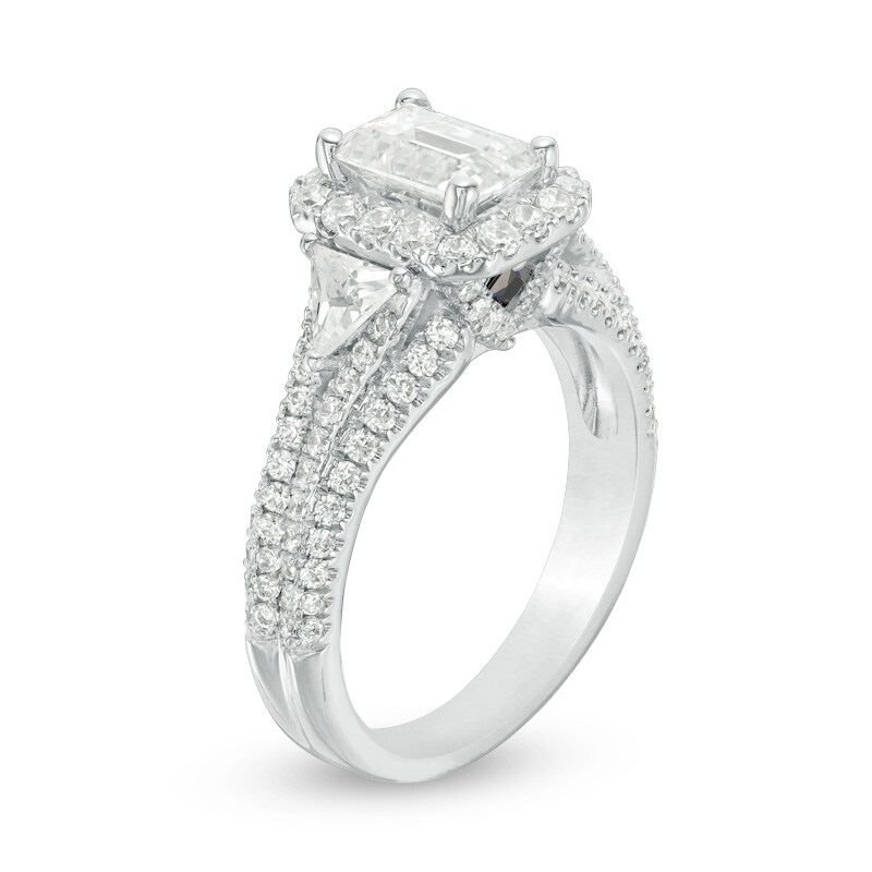Main Image 2 of Previously Owned - Vera Wang Love Collection 2.23 CT. T.W. Emerald-Cut Diamond Engagement Ring in 14K White Gold