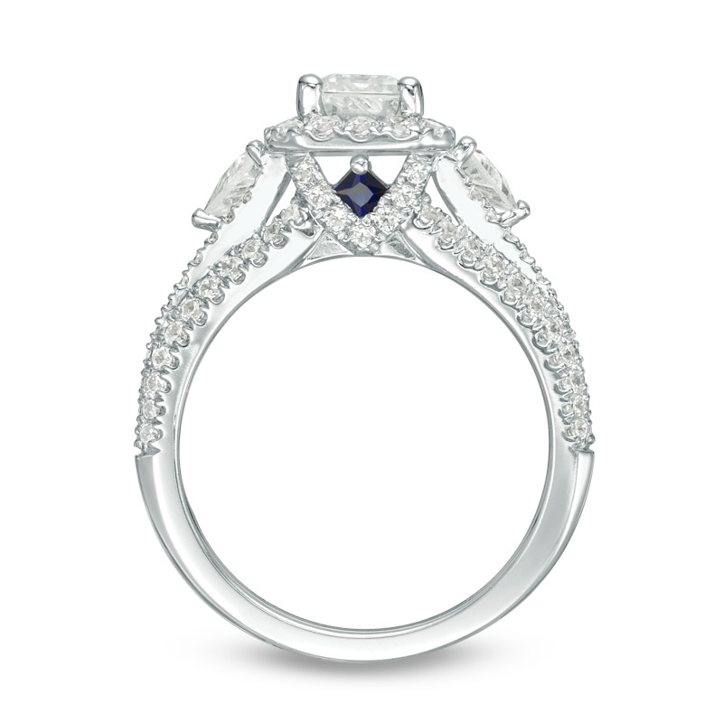 Main Image 3 of Previously Owned - Vera Wang Love Collection 2.23 CT. T.W. Emerald-Cut Diamond Engagement Ring in 14K White Gold