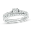 Thumbnail Image 0 of Previously Owned - 0.45 CT. T.W. Princess-Cut Diamond Bypass Bridal Set in 10K White Gold