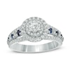 Thumbnail Image 0 of Previously Owned - Vera Wang Love Collection 0.87 CT. T.W. Diamond and Blue Sapphire Double Frame Engagement Ring