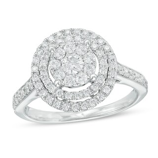 Previously Owned - 0.75 CT. T.W. Diamond Triple Frame Ring in 10K White Gold
