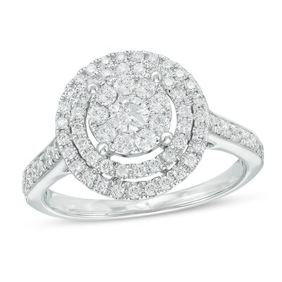 Previously Owned - 0.75 CT. T.W. Diamond Triple Frame Ring in 10K White Gold