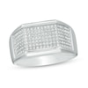 Previously Owned - Men's 0.40 CT. T.W. Diamond Multi-Row Ring in Sterling Silver