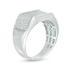 Previously Owned - Men's 0.40 CT. T.W. Diamond Multi-Row Ring in Sterling Silver