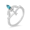 Thumbnail Image 1 of Previously Owned - Enchanted Disney Merida Pear-Shaped Blue Topaz and 0.04 CT. T.W. Diamond Bow and Arrow Ring
