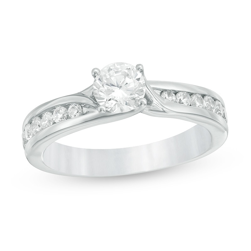 Previously Owned - 1.00 CT. T.W. Diamond Bypass Engagement Ring in 14K White Gold