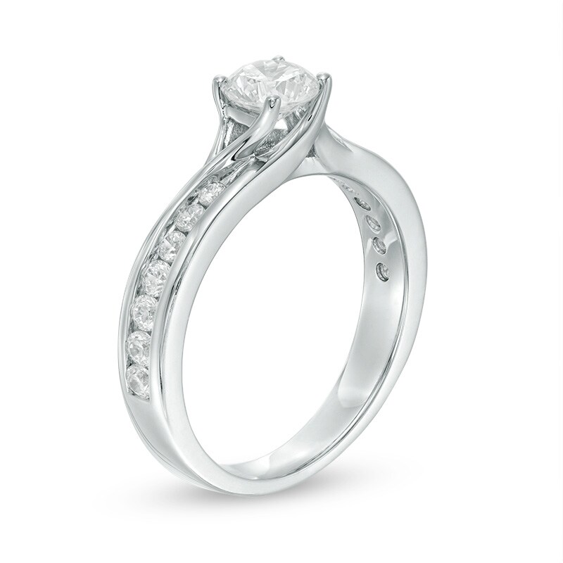 Previously Owned - 1.00 CT. T.W. Diamond Bypass Engagement Ring in 14K White Gold