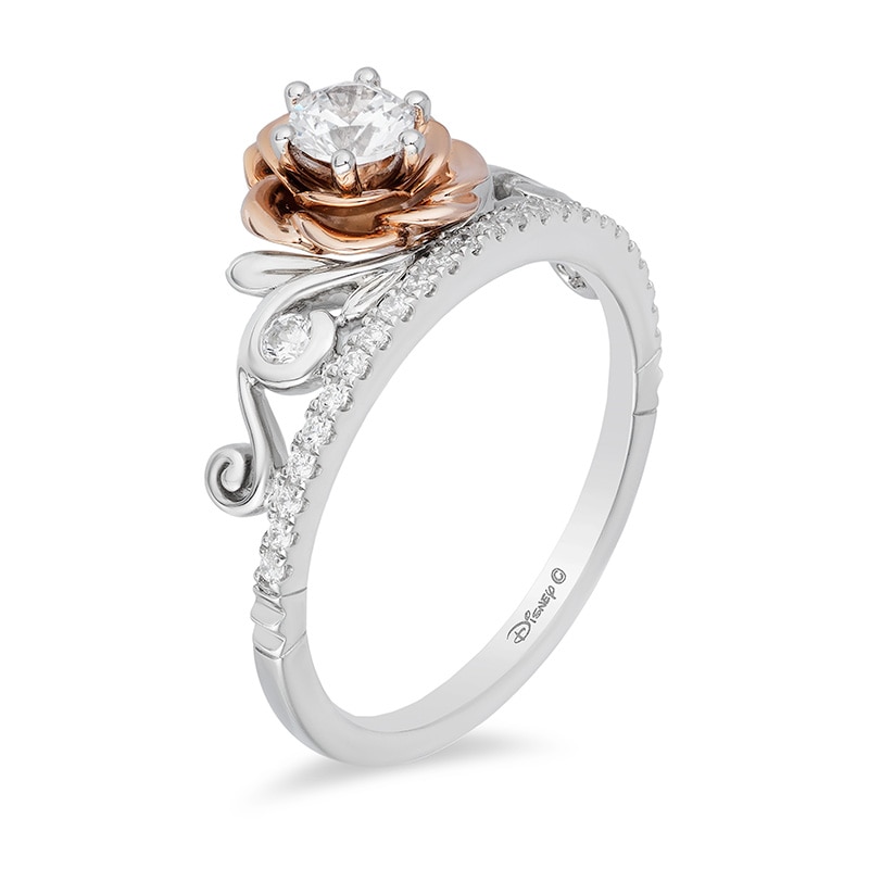 Previously Owned - Enchanted Disney Belle 0.50 CT. T.W. Diamond Rose Tiara Engagement Ring in 14K Two-Tone Gold