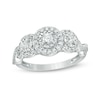 Thumbnail Image 0 of Previously Owned - 0.50 CT. T.W. Diamond Past Present Future® Frame Twist Engagement Ring in 10K White Gold