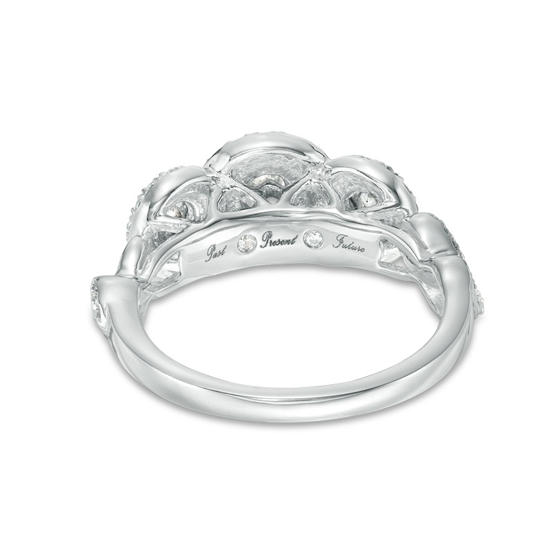 Previously Owned - 0.50 CT. T.W. Diamond Past Present Future® Frame Twist Engagement Ring in 10K White Gold