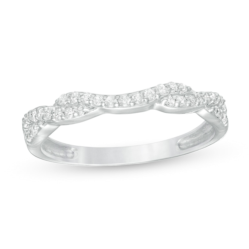 Previously Owned - 0.20 CT. T.W. Diamond Twist Contour Anniversary Band in 14K White Gold