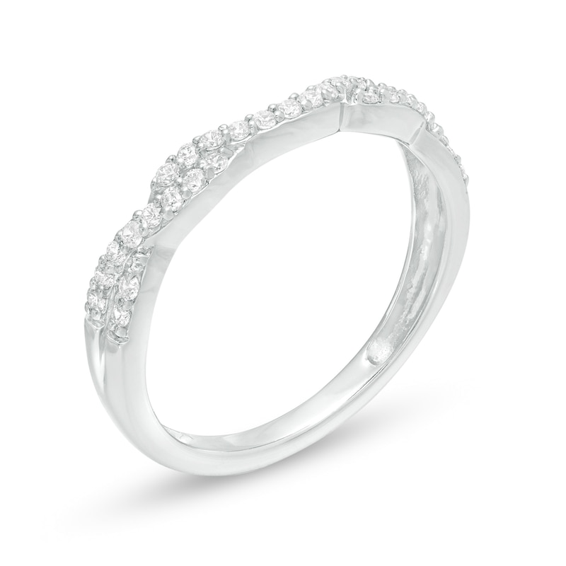 Previously Owned - 0.20 CT. T.W. Diamond Twist Contour Anniversary Band in 14K White Gold