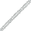 Previously Owned - 2.00 CT. T.W. Baguette and Round Diamond Link Bracelet in 10K White Gold - 7.5"