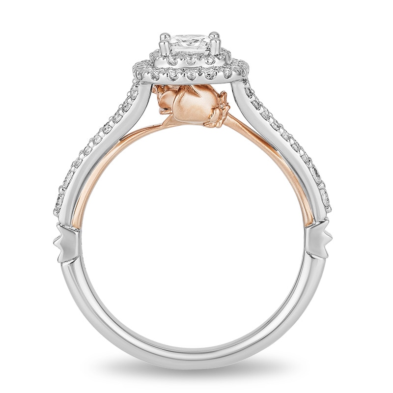 Previously Owned - Enchanted Disney Belle 0.75 CT. T.W. Princess-Cut Diamond Rose Engagement Ring in 14K Two-Tone Gold