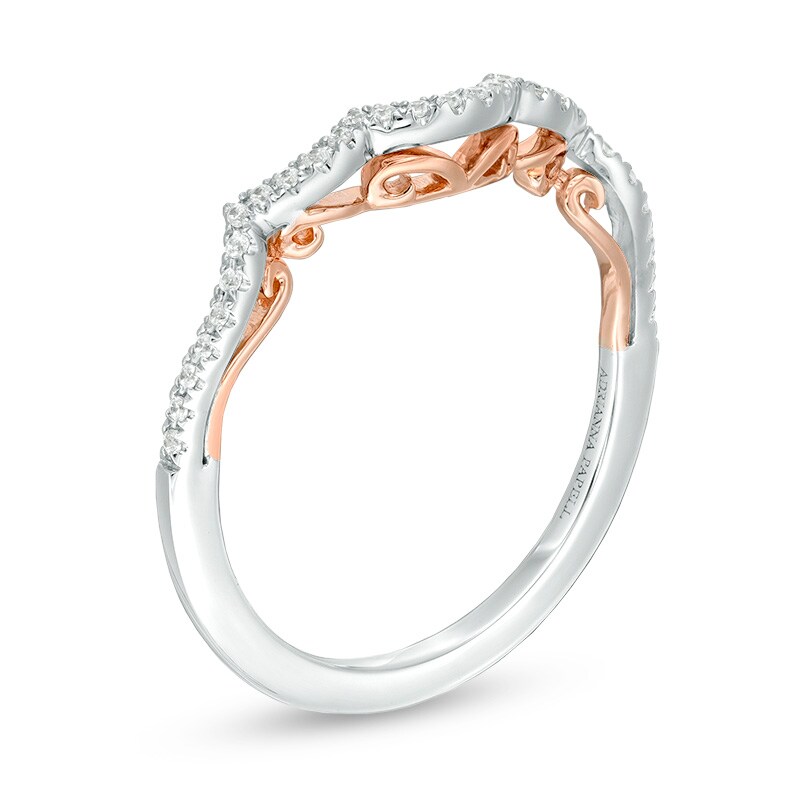 Previously Owned - Adrianna Papell 0.13 CT. T.W. Diamond Scallop Contour Wedding Band in 14K Two-Tone Gold (F/I1)