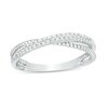 Thumbnail Image 1 of Previously Owned - 0.12 CT. T.W. Diamond Twist Crossover Ring in 10K White Gold