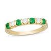 Thumbnail Image 1 of Previously Owned - EFFY™ Collection Emerald and 0.23 CT. T.W. Diamond Alternating Stackable Ring in 14K Gold