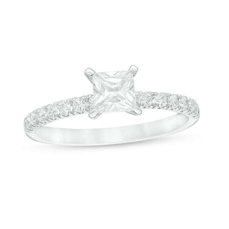 Previously Owned - 0.70 CT. T.W. Princess-Cut Diamond Engagement Ring in 14K White Gold (I/I2)