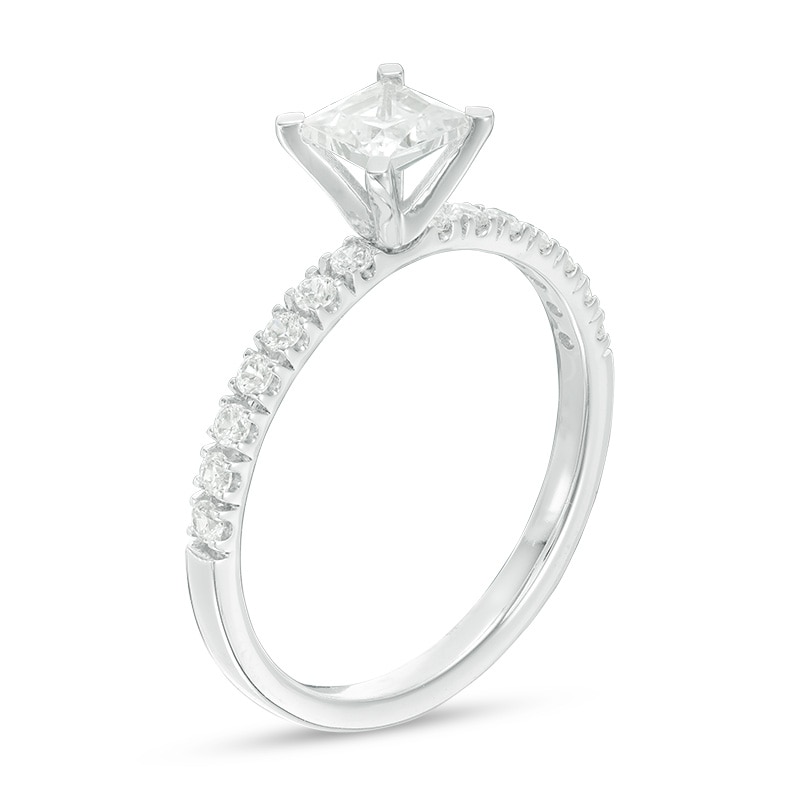 Previously Owned - 0.70 CT. T.W. Princess-Cut Diamond Engagement Ring in 14K White Gold (I/I2)