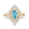 Thumbnail Image 1 of Previously Owned - Enchanted Disney Aladdin Swiss Blue Topaz and 0.089 CT. T.W. Diamond Arabesque Frame Ring in 10K Gold