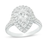 Thumbnail Image 1 of Previously Owned - 1.75 CT. T.W. Pear-Shaped Diamond Double Frame Bridal Set in 14K White Gold (I/I1)
