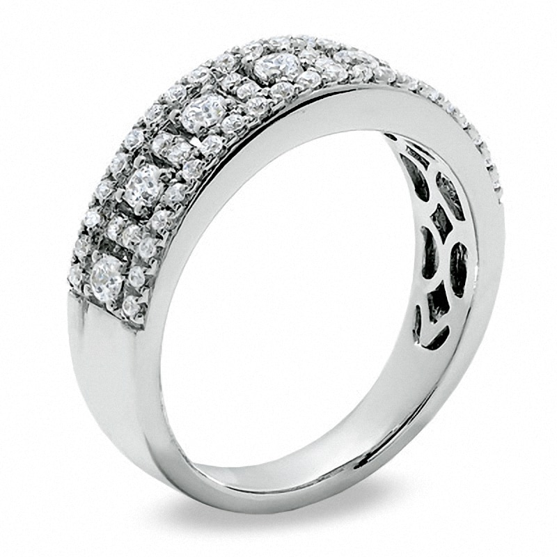 Previously Owned - 0.60 CT. T.W. Diamond Window Pane Band 14K White Gold