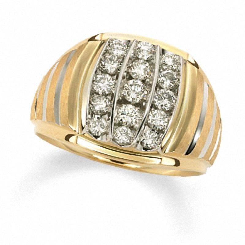 Previously Owned - Men's 1.00 CT. T.W. Diamond Vertical Stripe Ring in 10K Gold