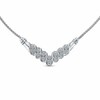 Thumbnail Image 1 of Previously Owned - 0.25 CT. T.W. Diamond Cluster Chevron Necklace in Sterling Silver - 16"