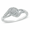 Thumbnail Image 0 of Previously Owned - 0.09 CT. T.W. Diamond Square Bypass Ring in Sterling Silver