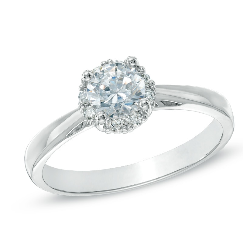 Previously Owned - 0.70 CT. T.W. Diamond Frame Engagement Ring in 14K White Gold (I/I1)