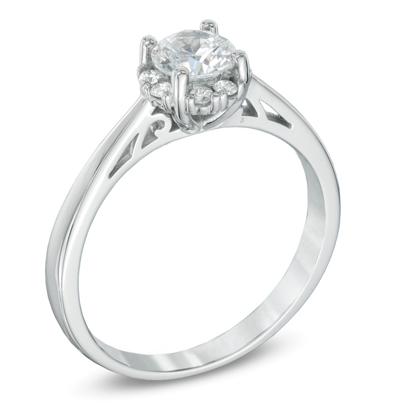 Previously Owned - 0.70 CT. T.W. Diamond Frame Engagement Ring in 14K White Gold (I/I1)