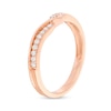 Thumbnail Image 2 of Previously Owned - 0.15 CT. T.W. Diamond Twist Shank Contour Anniversary Ring in 14K Rose Gold