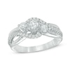 Thumbnail Image 0 of Previously Owned - 0.63 CT. T.W. Diamond Past Present Future® Swirl Engagement Ring in 10K White Gold