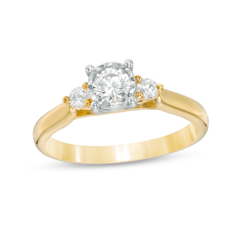 Previously Owned - 0.50 CT. T.W. Diamond Past Present Future® Engagement Ring in 10K Gold