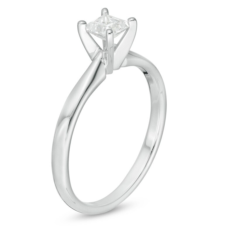 Previously Owned - 0.50 CT. Princess-Cut Diamond Solitaire Engagement Ring in 14K White Gold (J/I3)