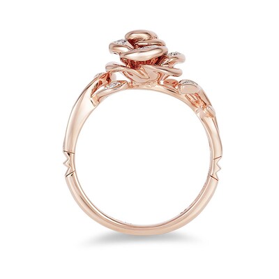 Previously Owned - Enchanted Disney Belle 0.085 CT. T.W. Diamond Rose Ring in 10K Rose Gold