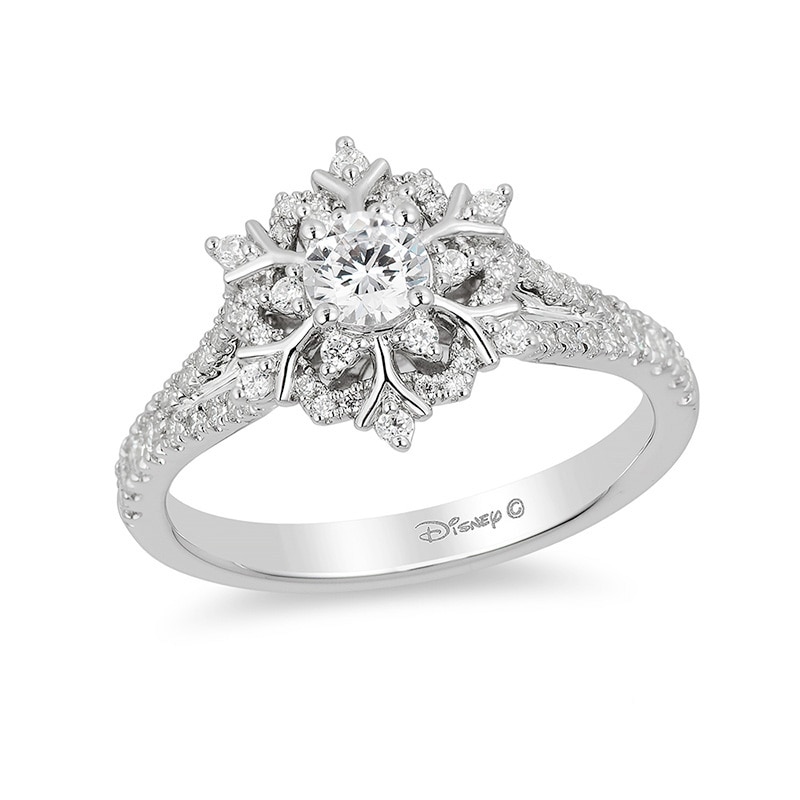 Previously Owned - Enchanted Disney Elsa 0.63 CT. T.W. Diamond Snowflake Engagement Ring in 14K White Gold
