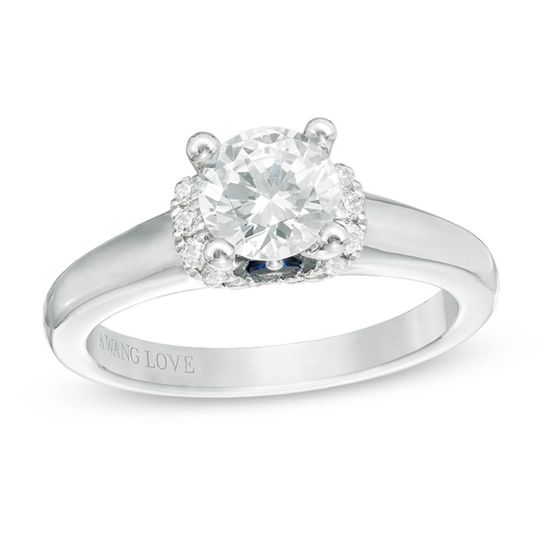 Previously Owned - Vera Wang Love Collection 1.09 CT. T.W. Diamond Solitaire Collar Engagement Ring in 14K White Gold